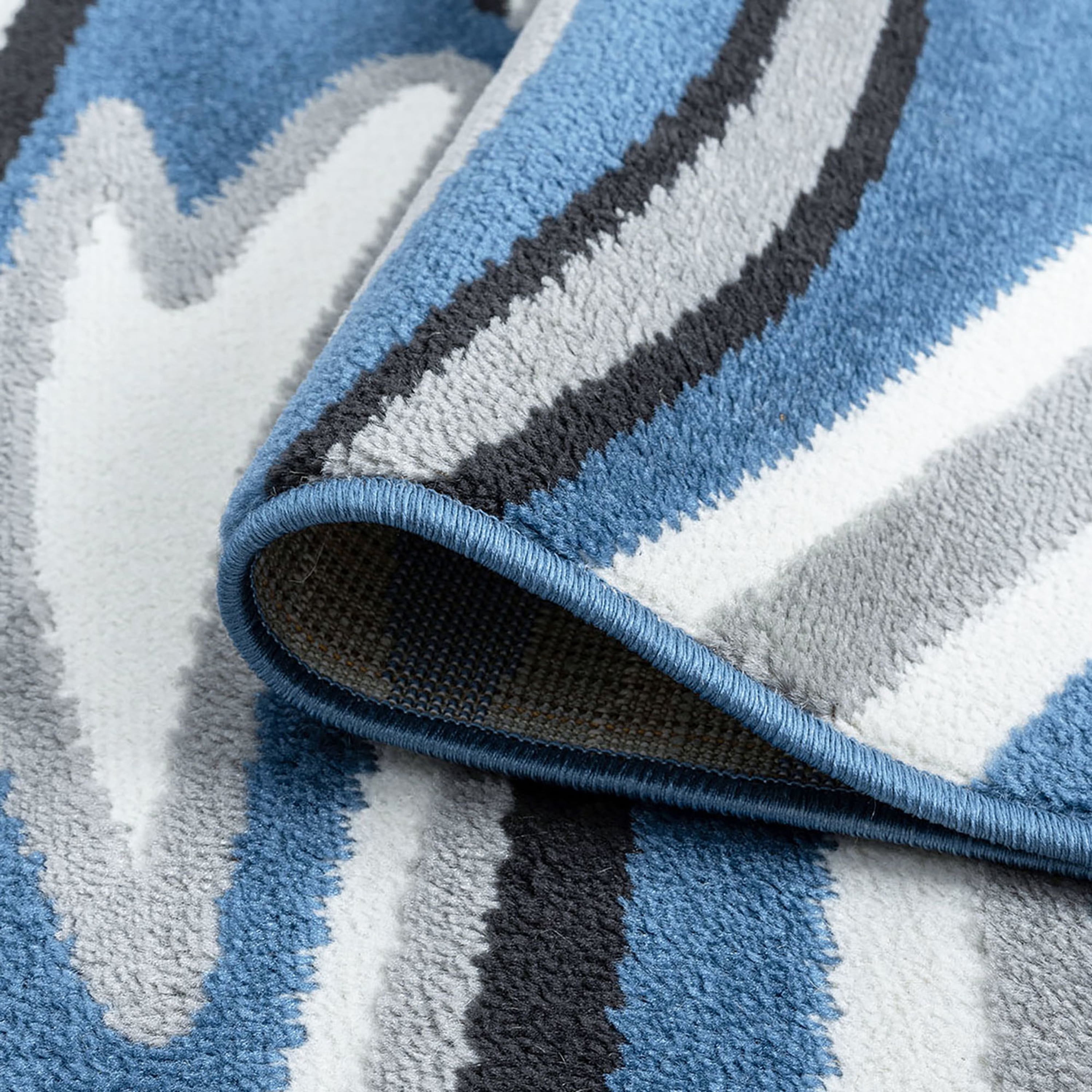 Contemporary 2x3 Area Rug (2' x 3') Abstract Blue, Charcoal Indoor Scatter Easy to Clean