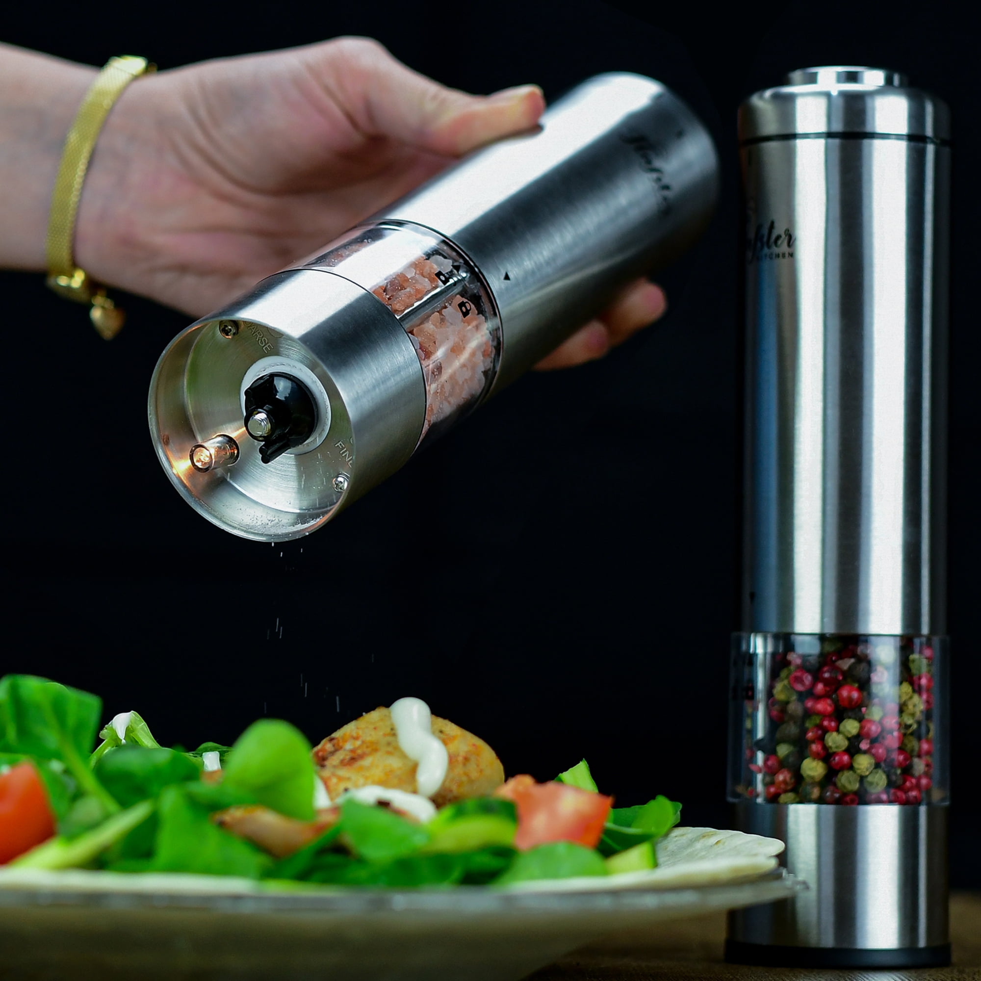 Flafster Kitchen Stainless Steel Battery Operated Electric Salt