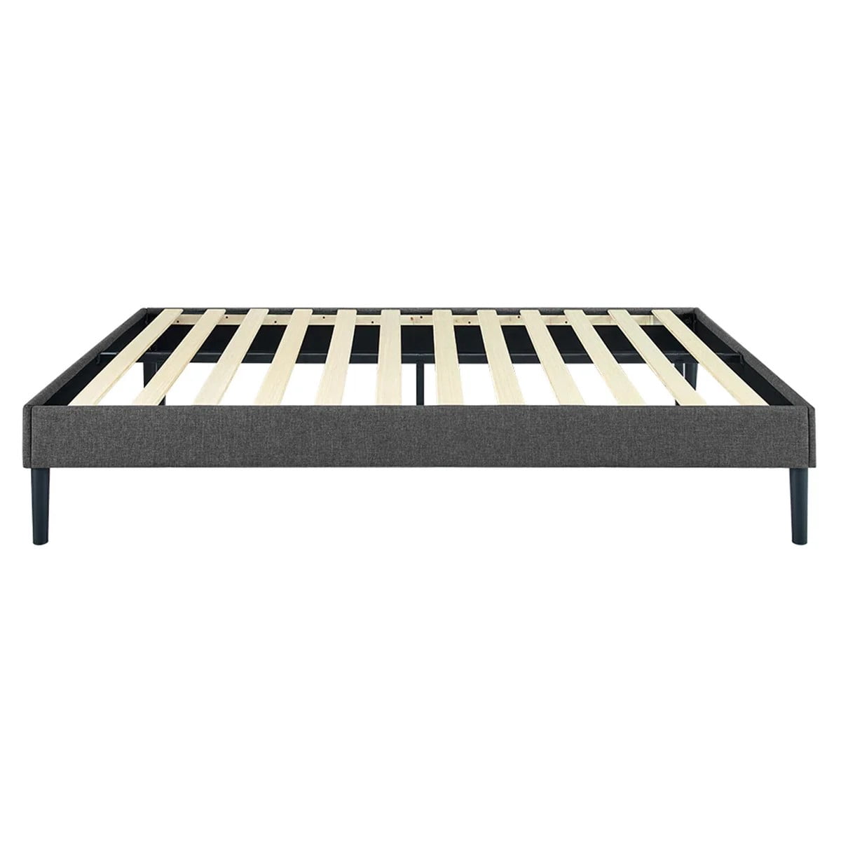 AENKYO Upholstered Platform Bed Frame with Wooden Slat Support, Twin