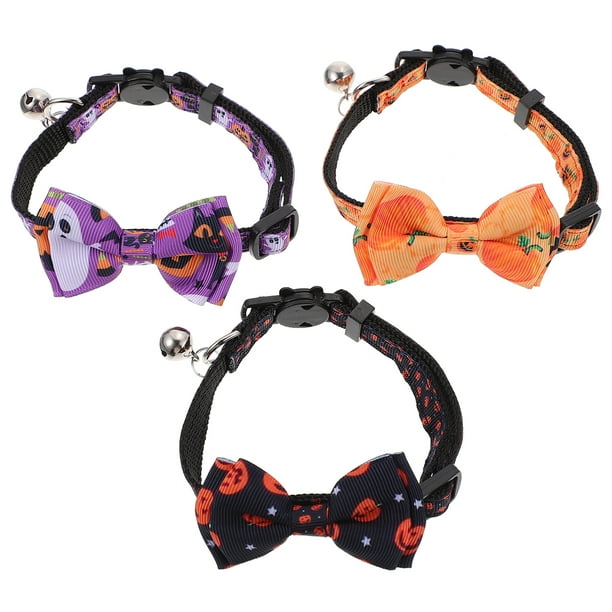 3 collares de Halloween para gatos, disfraces de Halloween para mascotas, decoraciones de campana para gatos, regalo