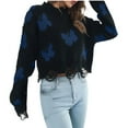 thumbnail image 1 of Gibobby Suéter de Cuello Redondo para Mujer, Suéter de Manga Larga de Color sólido para Mujer Suéter Suelto de Cuello Redondo Informal Otoño Invierno Suéter de Punto Tops(Negro,XG), 1 of 5