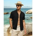 thumbnail image 5 of Youclos Men's Short Sleeve Textured Linen Shirts Hawaiian Button Down Shirts, 5 of 6