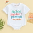 thumbnail image 2 of Bagilaanoe Newborn Baby Girl Boy Summer Rompers Letter Print Short Sleeve Bodysuits 3M 6M 12M 18M 24M Infant Casual One Piece Short Jumpsuit, 2 of 6