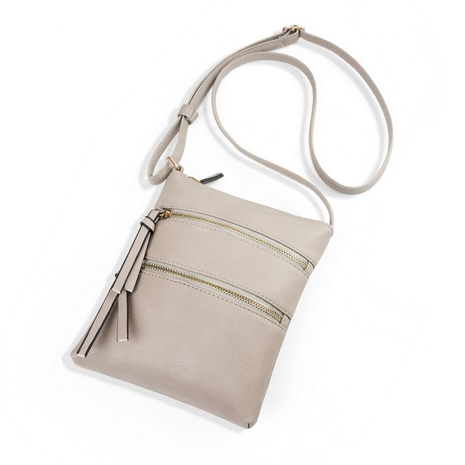 Small Crossbody Purses for Women Multi Pocket Travel Bag Over The Shoulder with Extra Long Strap - Light Grey