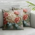 thumbnail image 3 of COMIO  Flower Throw Pillow Cover Aesthetic Decorative Floral Accent Pillow Case Colorful Cushion Handmade Pillowcase Bed Bedroom Couch Office Beige Pink, 3 of 5