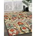thumbnail image 3 of Ahgly Company Machine Washable Indoor Round Abstract Red Brown Area Rugs, 7' Round, 3 of 7