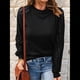 thumbnail image 4 of Camiseta de Larga con Cuello Redondo para Mujer, Otoño-Invierno, con Costuras de Gofre y Encaje, Ajustada Negro S, 4 of 7