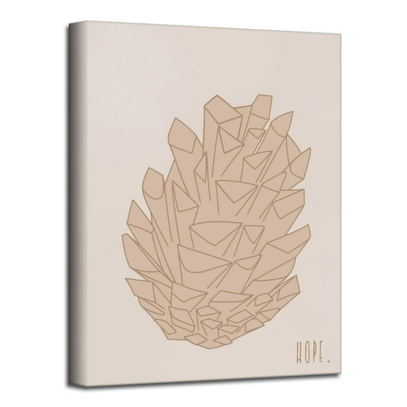 Crafted Creations Brown and Beige Minimal Pinecone I Canvas Thanks Giving Wall Art Decor 16" x 12"