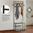 thumbnail image 3 of 3-in-1 Metal Entryway Coat Rack with 2-Tier Shoe Bench and 10 Hooks, Industrial Standing Stand Hall Tree Closet Systems Storage Clothing Rack Shelf Organizer, 3 of 7