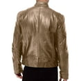 thumbnail image 5 of Luwomo Mens Leather Jackets Mens Fall and Winter Solid Color Long Sleeve Lapel Sports Zipper Flying Jacket Coat Pocket Flying Jacket Regular Blouses Khaki,XL, 5 of 5