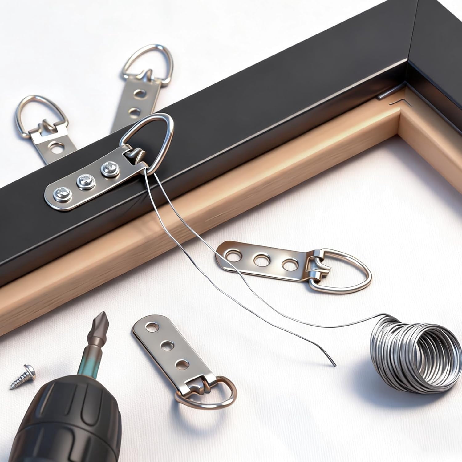 D-Ring Picture Hangers with Screws, Heavy Duty D-Ring Picture Hanging Hardware for Wall Mounting Frames, Photo, Mirrors