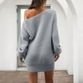 thumbnail image 6 of Meichang Women's Off Shoulder Sweater Dress Fall Winter Casual Lantern Long Sleeve Short Knit Dress Wedding Guest Pullover Mini Dresses, 6 of 10