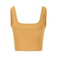 thumbnail image 6 of JGGSPWM Womens Square Neck Longline Sports Bra Workout Crop Tank Tops Padded Yoga Camisole with Built in Pads Yellow S, 6 of 6