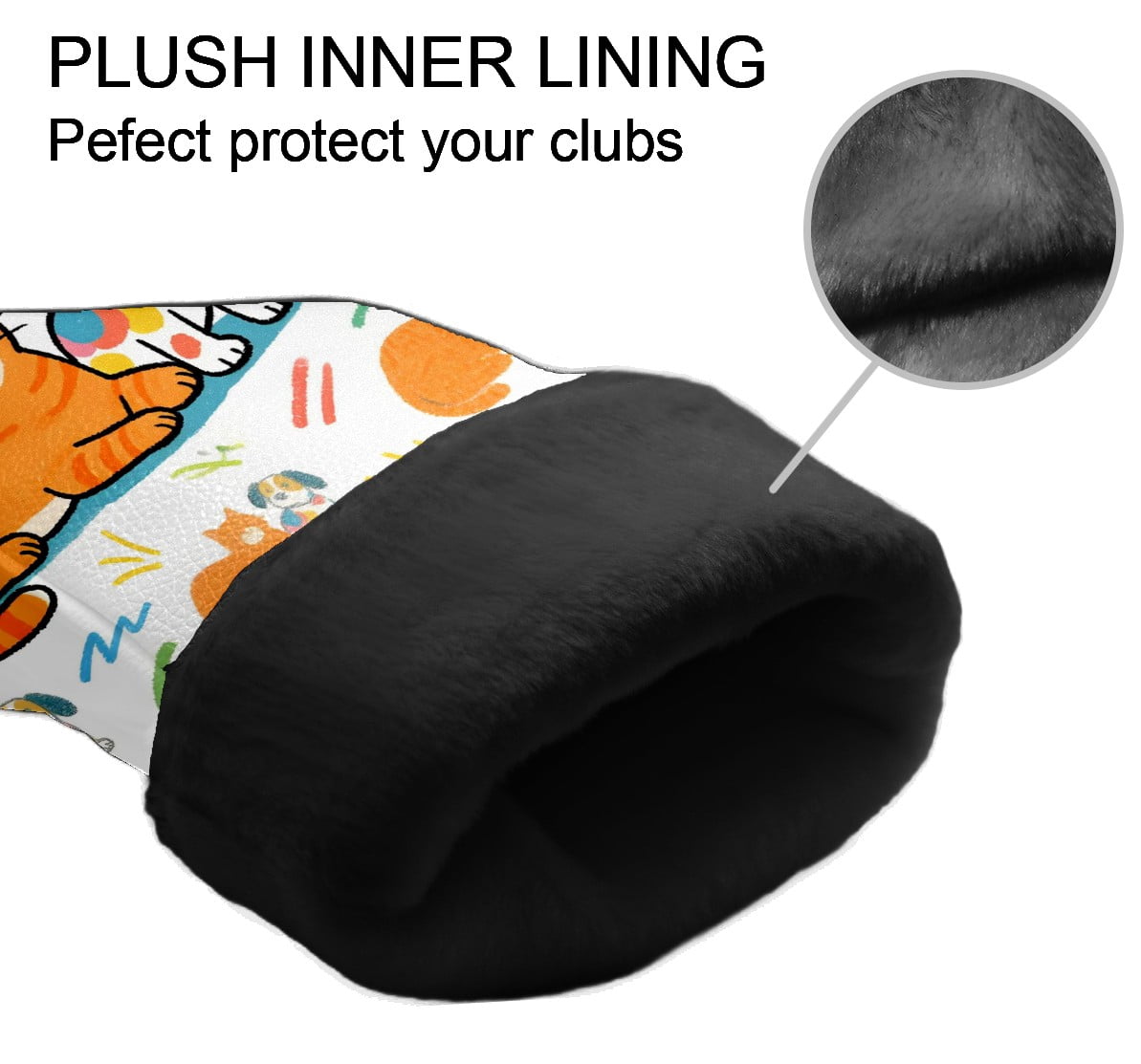 Golf Club Covers, Orange Pets Premium PU Leather Driver Hybrid Putter Head Covers with Velvet Lining, Waterproof Golf Gifts for Men Women