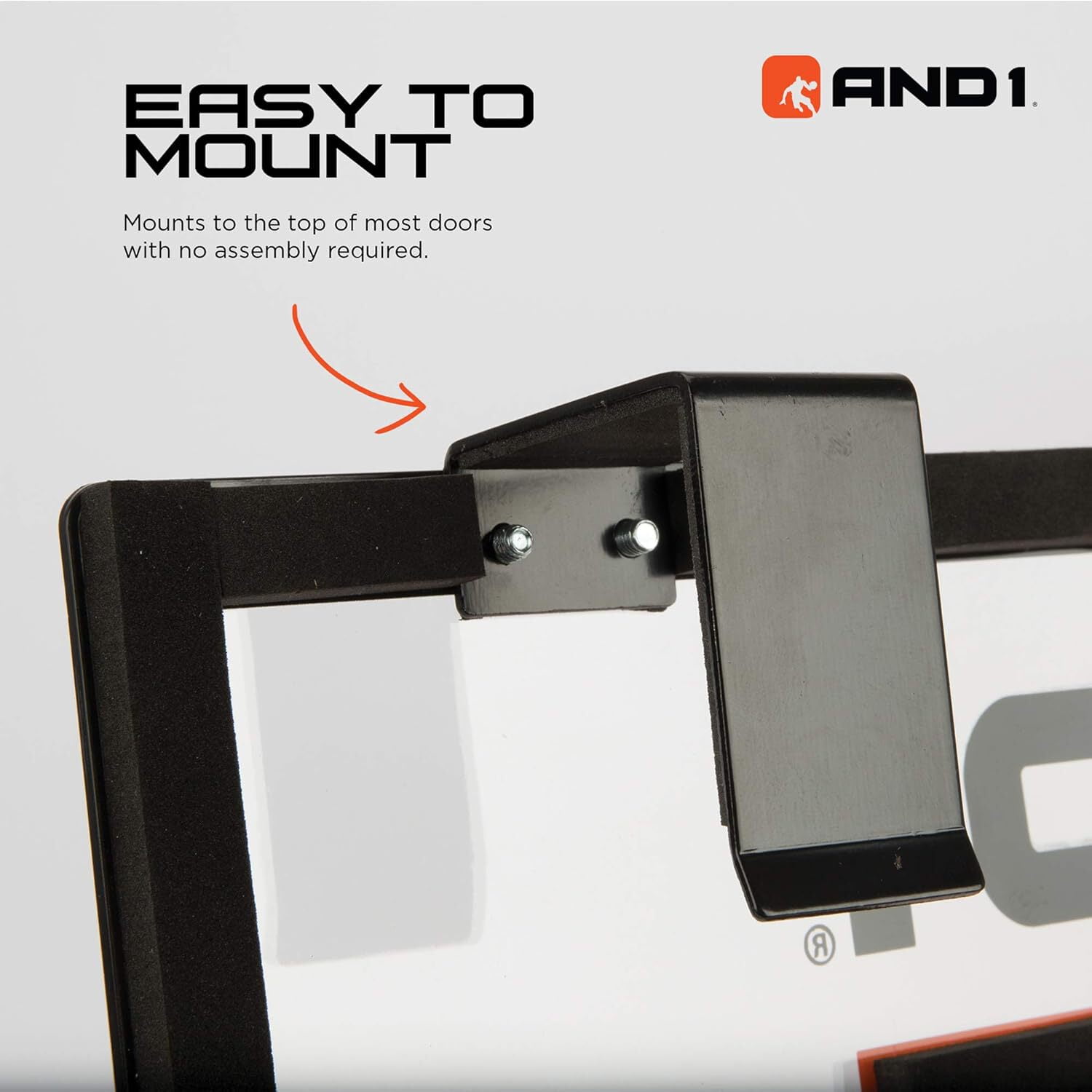 AND1 Over the Door Mini Basketball Hoop Set, 18"x12" Shatterproof Backboard, 1 Mini Basketball, No Tools Indoor Use
