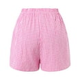 thumbnail image 5 of vigerkar 2025 Summer Women's Casual Loose Fit Cotton Plaid Shorts – Trendy Checkered Bermuda Shorts with Comfortable Elastic Waist Pink, S, 5 of 5