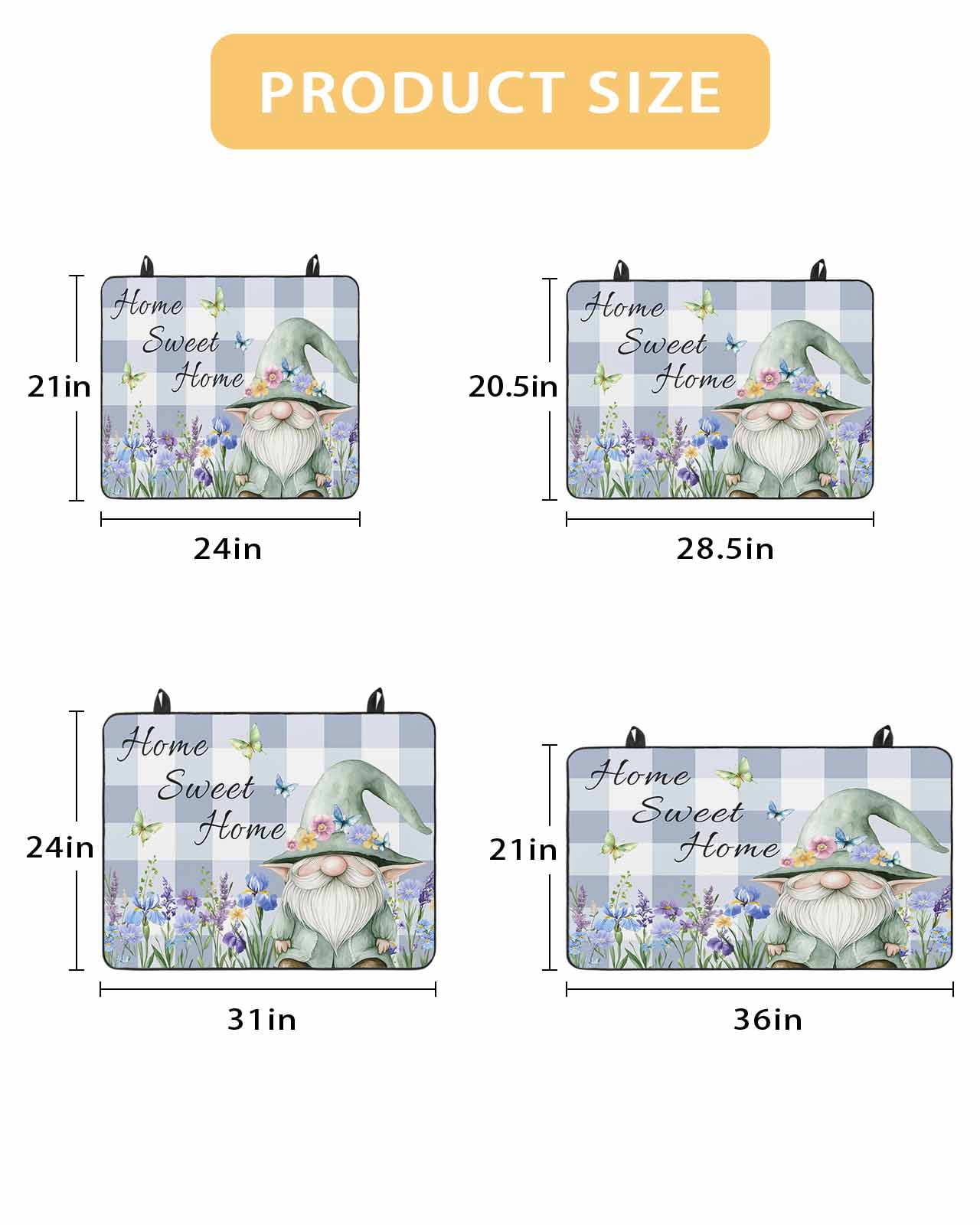 nqOlkjepod Large Induction Cooktop Protector Mat 31"x24", Spring Gnomes Stove Top Covers for Electric Stove, Botanical Flowers Purple Buffalo Plaid Stove Burner Cover Mats, Glass Top Stove Cover