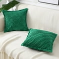 thumbnail image 4 of decorUhome Pack of 2 Corduroy Decorative Throw Pillow Covers 16x16 Inch with Splicing, Striped Broadside Throw Pillows for Couch Cushion Livingroom, Green, 4 of 9