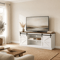 thumbnail image 3 of Homall 58'' TV Stand for TVs up to 65'', Storage Cabinet with Sliding Barn Door, Entertainment Center, White, 3 of 10