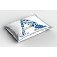 thumbnail image 2 of Ambesonne Letter a Pillow Sham 2 Pack, Geometric Framework, 36"x20", Blue Yellow Orange, 2 of 3