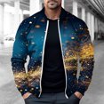 thumbnail image 2 of SERTG Men Christmas Tops Fashion Christmas Print Hoodless Casual Coat Holiday Lapel Collar Zip Shirt Long Sleeve Cardigan Pullover(Dark Blue,M), 2 of 4
