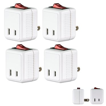 4 Pc Outlet Wall Tap Single Port Power Electrical Adapter On Off Lighted Switch