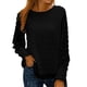 thumbnail image 2 of Blusa de gasa con manga larga y cuello redondo para mujer, para oficina, hogar, trabajo, negro, M, 2 of 6