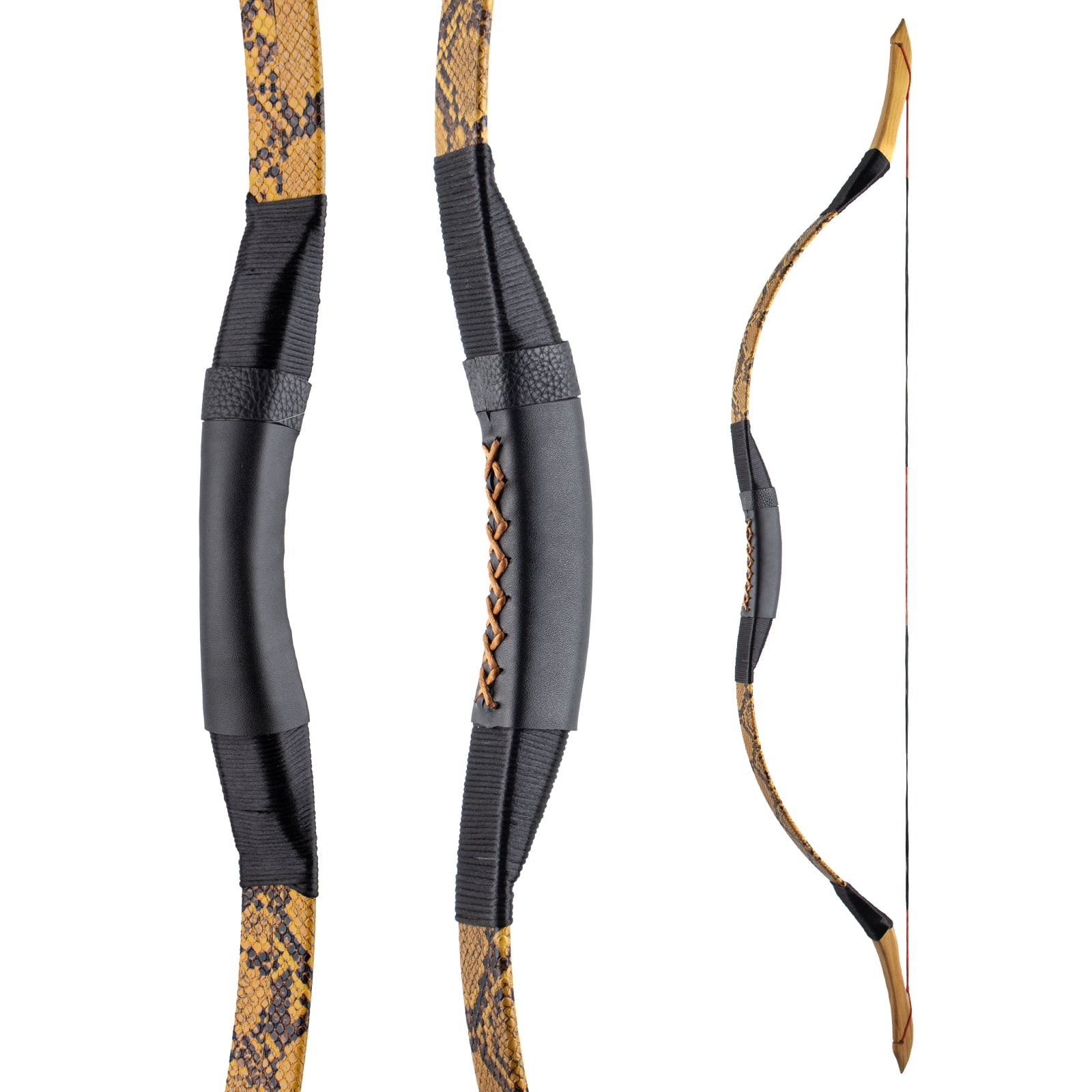 53 Handmade Longbow Left/Right Hand Recurve Bow Set Traditional Laminated Hunting Horse Bow for Youth & Adults Targeting Practice Shooting and Hunting 40lbs