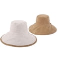 thumbnail image 1 of Sombrero de ala ancha para mujer, sombrero para el sol de algodón, plegable, reversible, con borde con cable, protección UV, verano, playa, viaje, jardín, 1 of 5