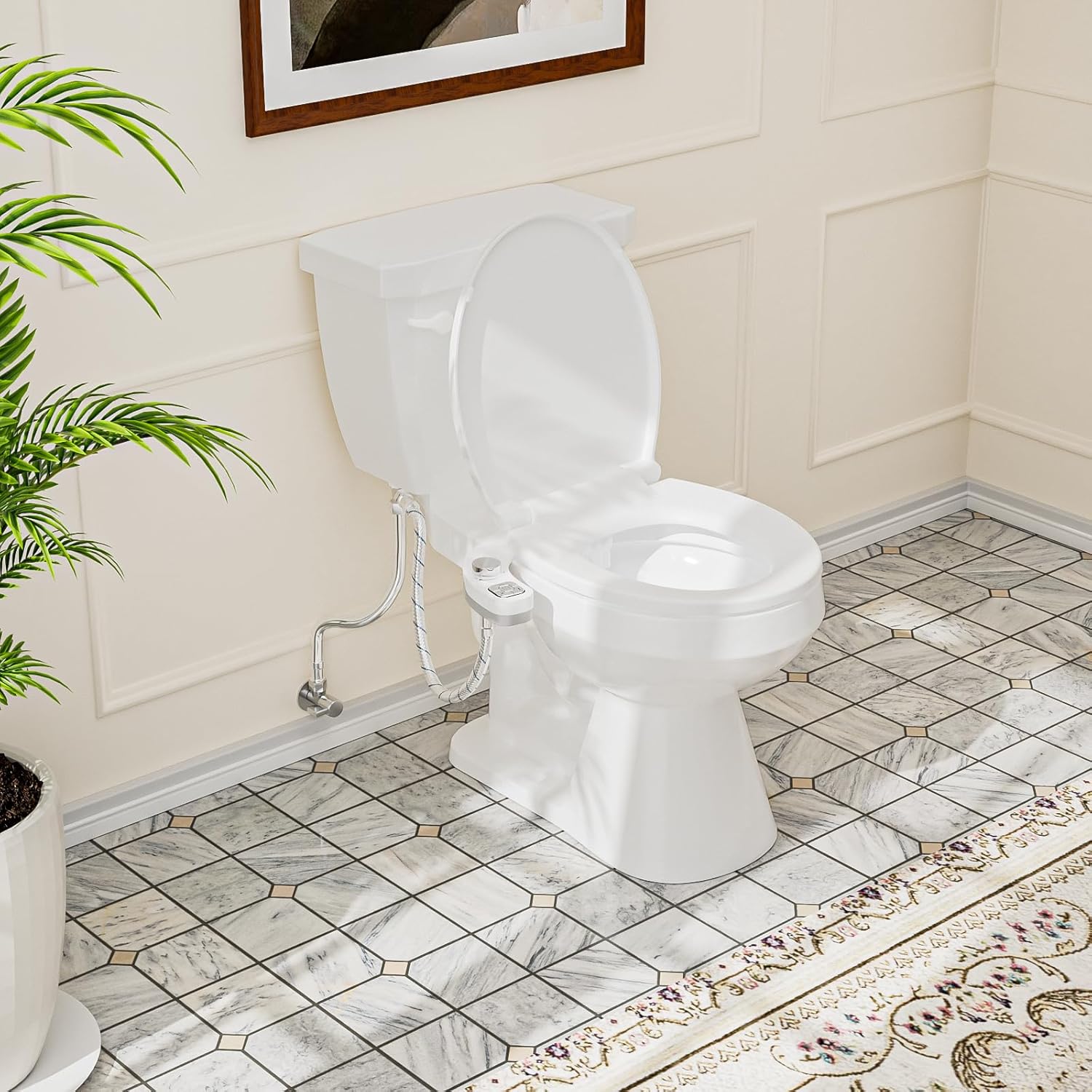 SAMODRA Non-Electric Bidet - Self Cleaning Dual Nozzle Bidet Attachment with Independent Adjustable Water Pressure (Chrome Silver)