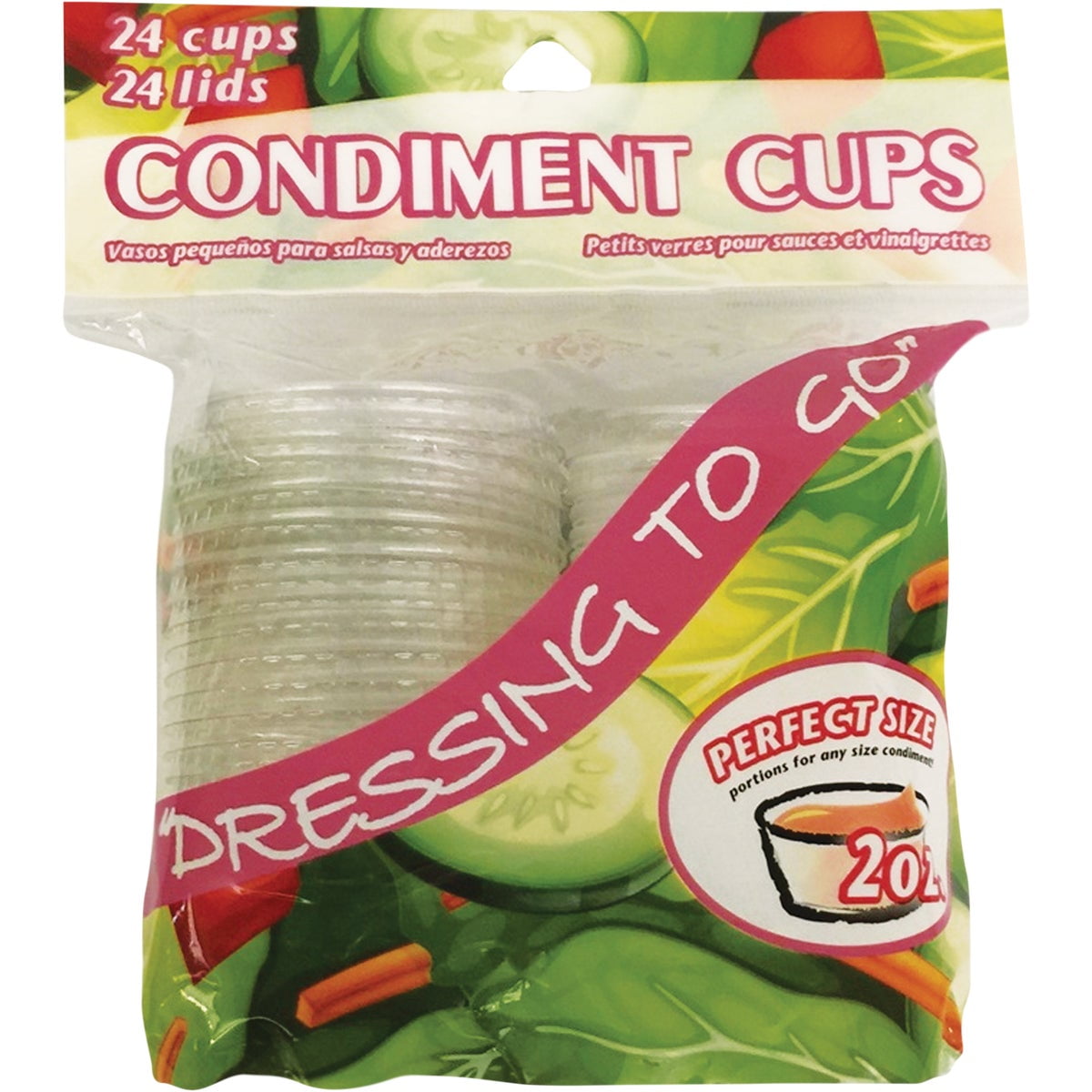 Items 4U Jacent Plastic Condiment Cups With Lids 6 Pack