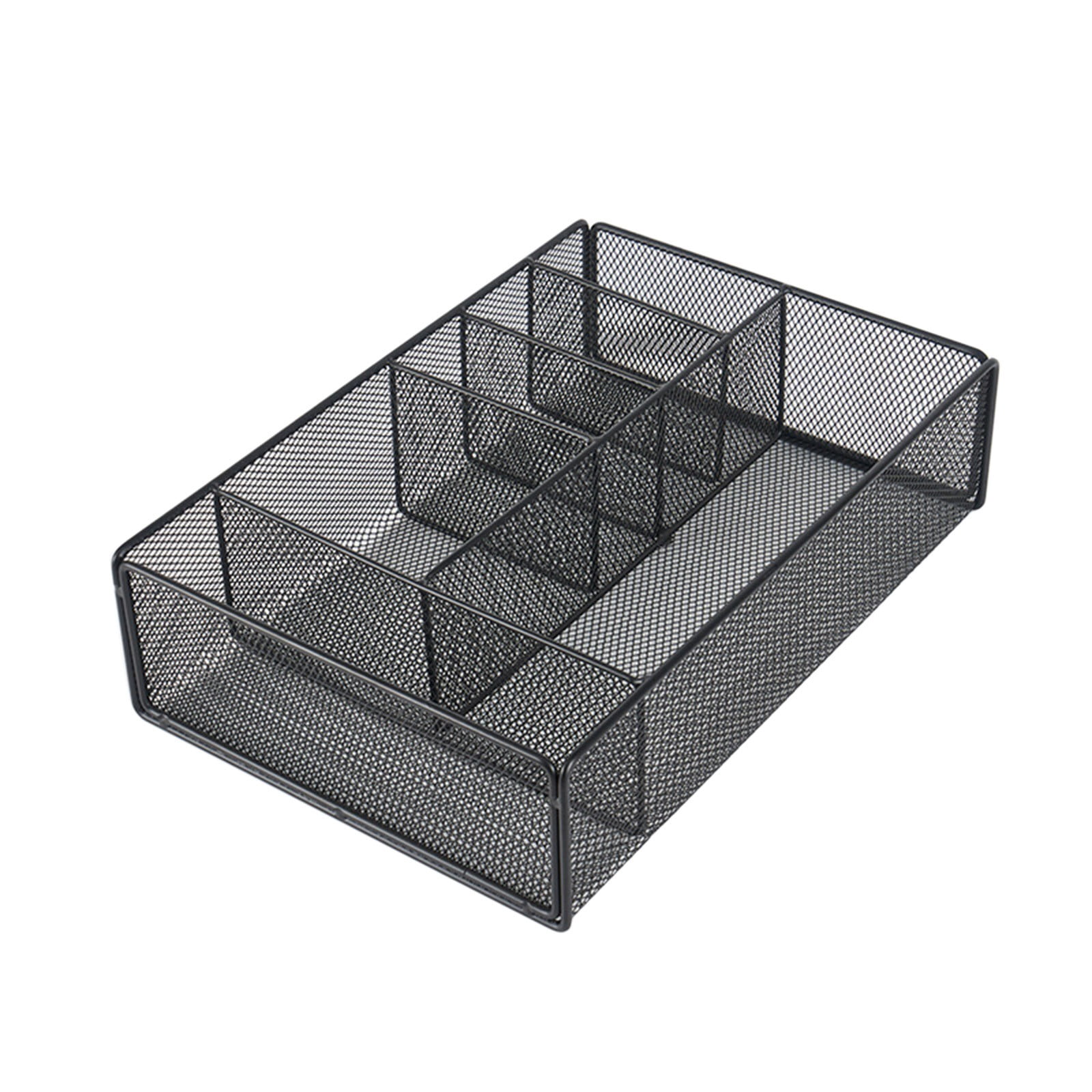 Metal Mesh Desk Organizer 6 Compartments Pen Holder Multi Functional Storage Caddy For Office Supplies Cosmetics Desktop Organization Durable Wire Structure Desk Organizer