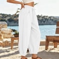 thumbnail image 5 of Womens Wide Leg Pants Drawstring Loose Baggy High Waisted Barrel Pants Summer Lounge Trousers with Pockets, 5 of 5