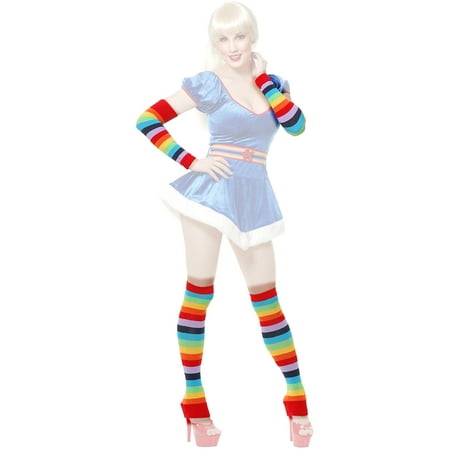Channel Set Rainbow Gem - Womens Rainbow Striped Clown Costume Arm And Leg Warmer Set