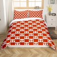 thumbnail image 1 of Erosebridal Housse de Couette Rouge Buffalo Simple, Housse de Couette Nœud Mignon Simple, Décoration de Chambre à Carreaux Géométriques, Réversible 2 Pcs (Sans Couette), 1 of 7