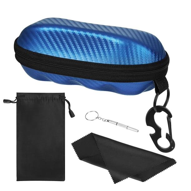 Estuche para Anteojos MoKo Semirrígido de PU Azul con Gancho