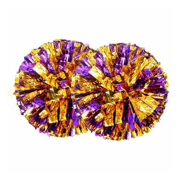 2 Pack Cheerleader Pom Poms Cheering Squad Pompoms Pom Cheering Team Foil Plastic Youth Pom for