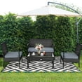 thumbnail image 4 of Costway 4PCS Outdoor Patio Rattan Furniture Set Cushioned Sofa Coffee Table Garden Deck, 4 of 12