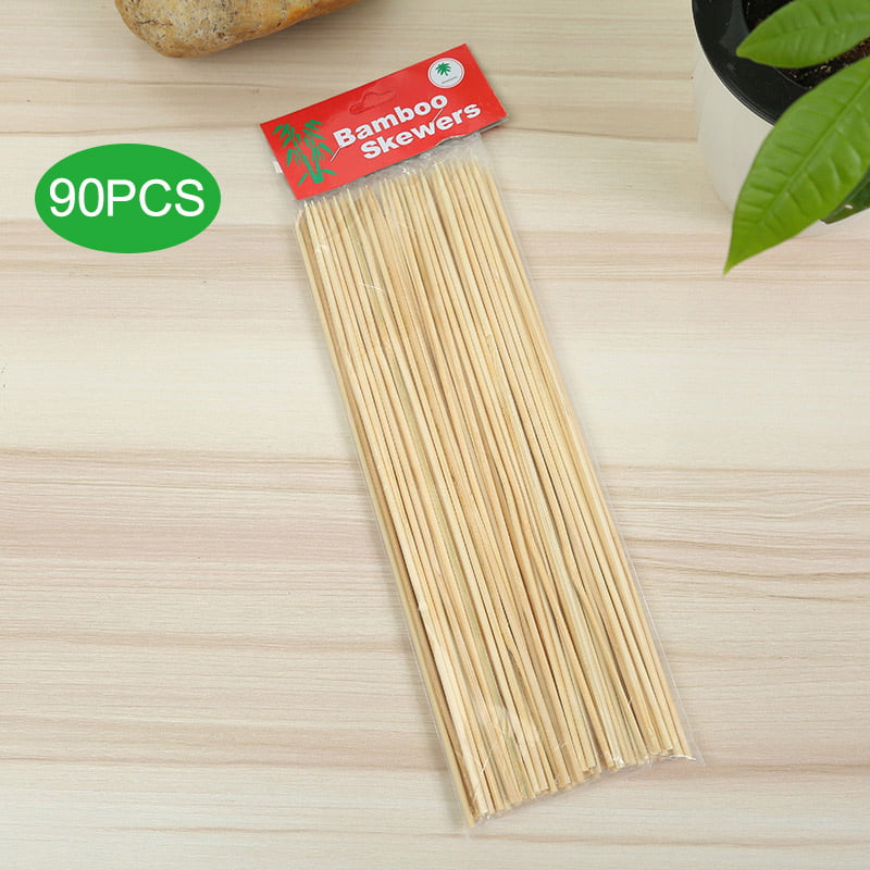 90PCS 6~12" Bamboo Skewers Wooden BBQ Sticks Tool For Shish Grill Kabobs Fruits 