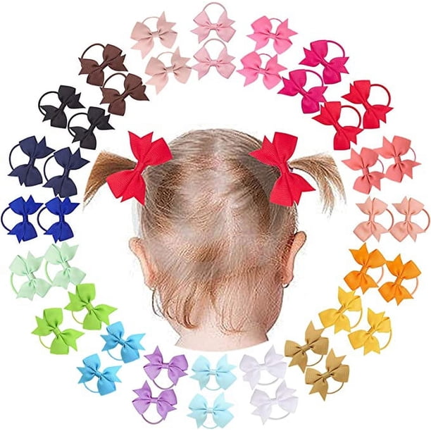 40 lazos para el pelo para niñas de 2 pulgadas, lazos para el pelo, pasadores pequeños para el pelo, cinta de grogrén, banda para el pelo, soporte para cola de caballo para niños pequeños, bebés y niñ