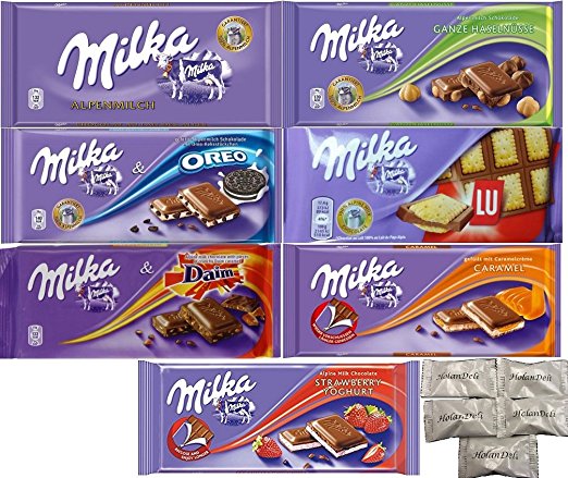 Assorted 7 Milka Chocolate (Oreo, Alpine Milk, LU, Milka Whole Nuts ...