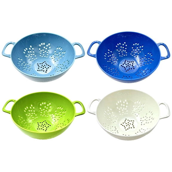 4 Pack Mini Colander Plastic Berry Strainer for Fruits & Vegetables, Dual Handle, Fast Drainage (4 Color)