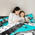 thumbnail image 6 of Feelyou Gaming Gamer Kids Bedding Comforter Set, Game Gamepad Controller Twin Comforter Sets, Cyan Cartoon Style Reversible Bedding Set, Super Cozy Room Decor, 2pcs, 6 of 9