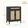 thumbnail image 3 of HOMCOM Boho Floor Storage Cabinet with Rattan Decorated Doors Drawer Black, 3 of 10