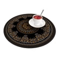 thumbnail image 4 of Black Boho Round Placemats Set of 2 Bohemain Linen Double-Sided Dining Table Place Mat,14 inch, 4 of 4