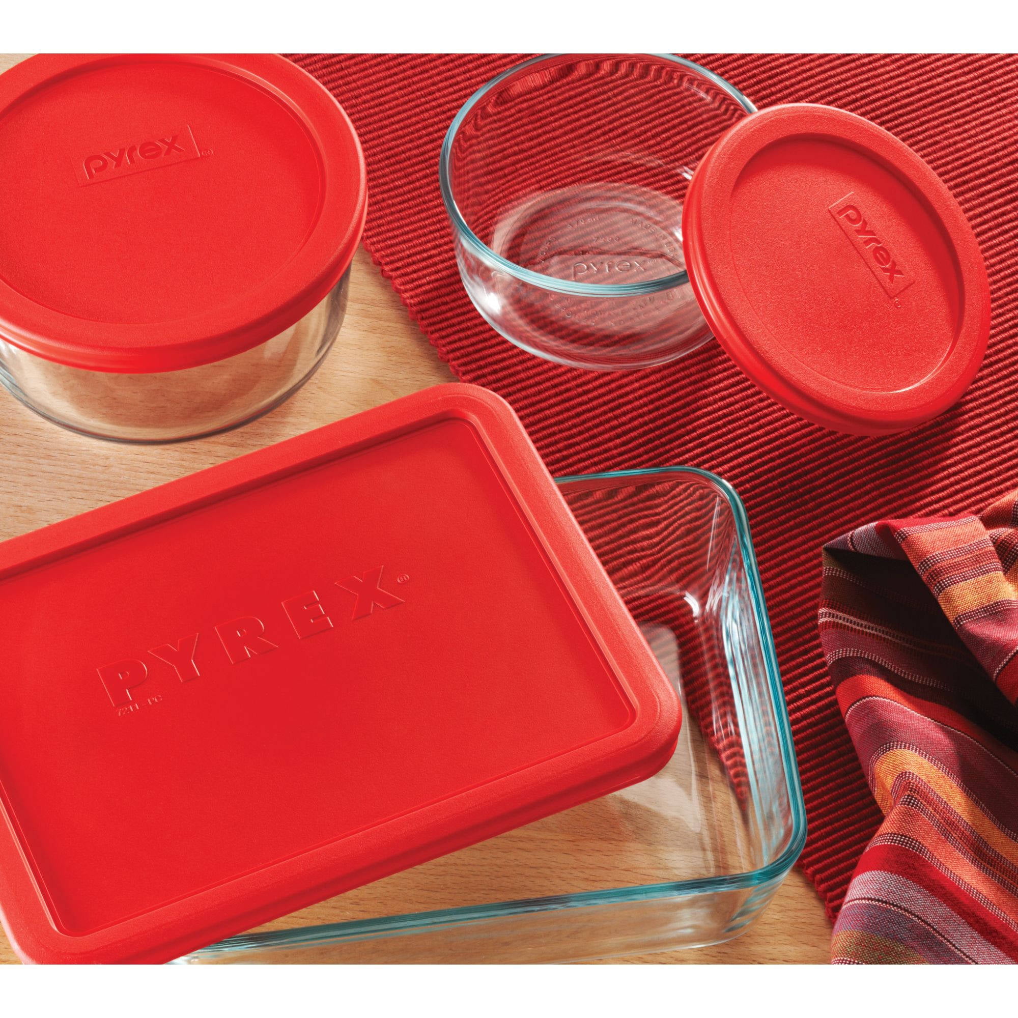 Pyrex 22pc Glass Food Storage Container Set Red/Orange