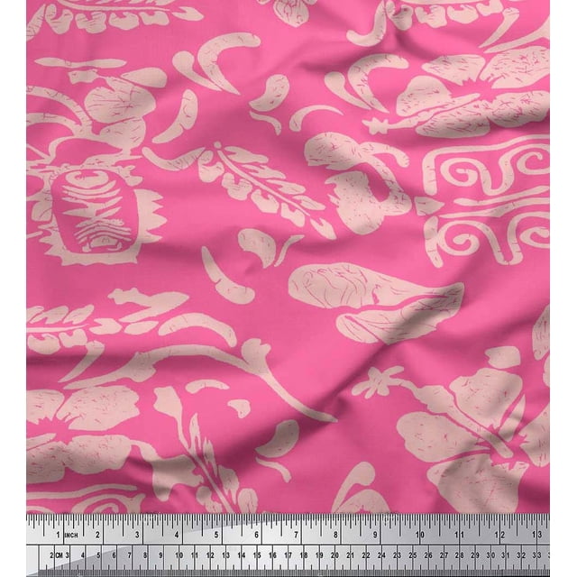 Soimoi Rayon Fabric Flower Artistic Print Sewing Fabric Yard 56 Inch Wide