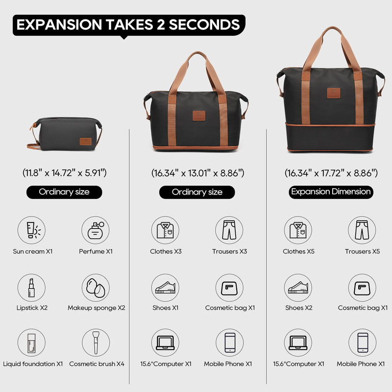 Joyway 2-Piece Waterproof Travel Duffel Set, Black photo 2