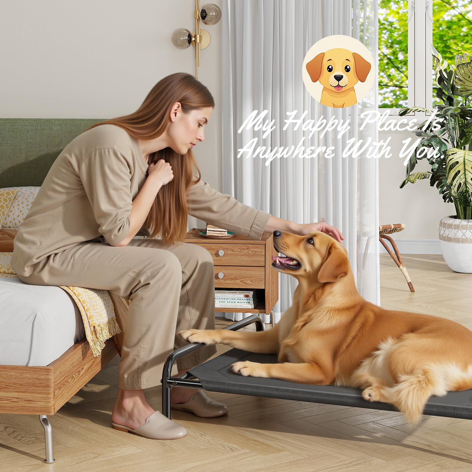 Breathable Elevated Dog Bed With Metal Frame For Large Dogs  Black