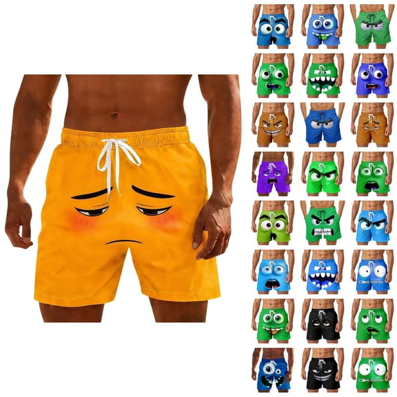 Casual Shorts for Men 2026 Summer Funny Novelty Printed Straight Leg Lounge Shorts with Pockets
